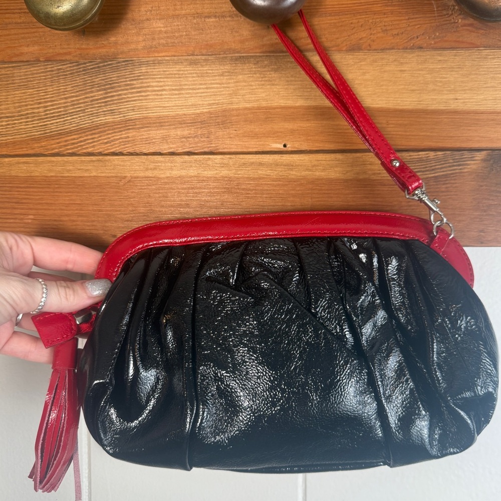 Original by Sharif Genuine leather rose and lady bug red and black clutch bag - Picture 8 of 16